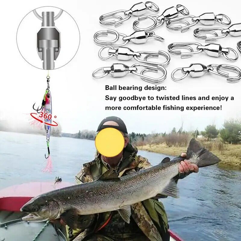 Snap Swivels Heavy Duty Fishing Swivels Connectors High Strength Snaps Swivel Connector Ball Bearing Ring Stainless Steel