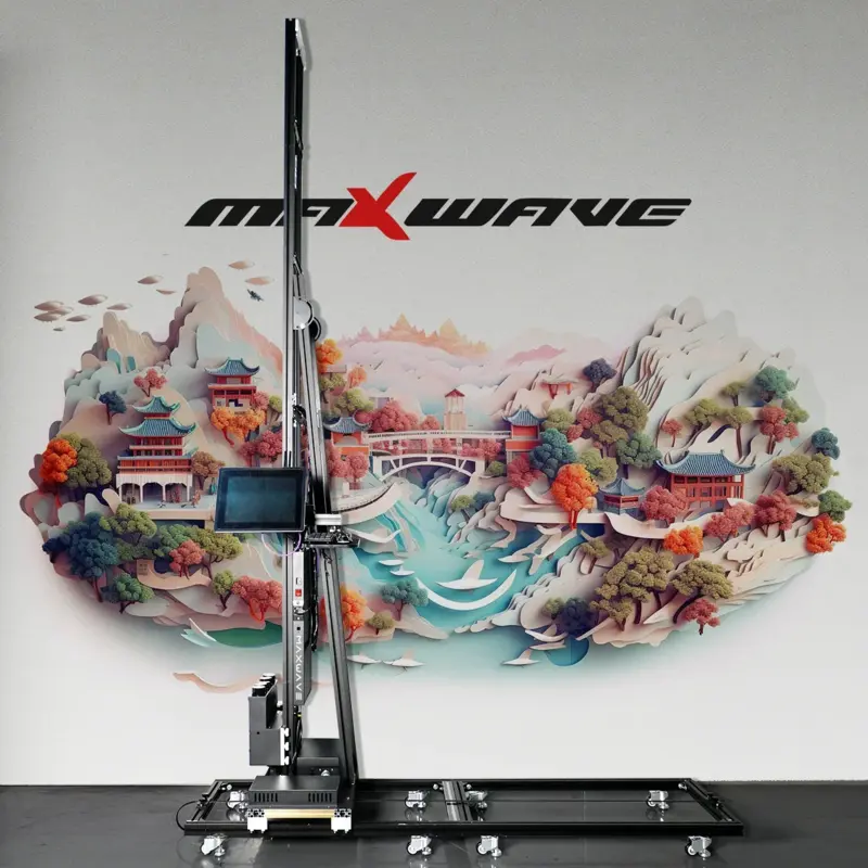 Máquina de impressão de parede Maxwave Impressora jato de tinta para parede Decoração pintura mural Equipamento de tinta UV portátil vertical