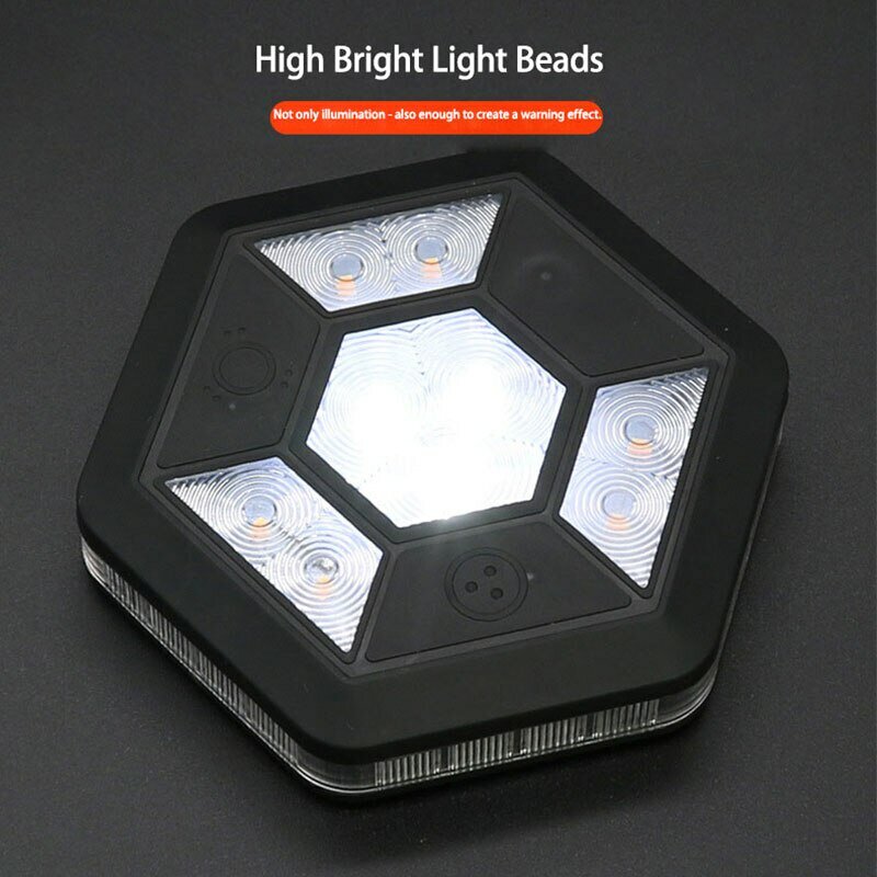 Lampu peringatan COB berputar 360 °, lampu atap mobil darurat pengisian daya USB adsorpsi Magnet malam kuning putih