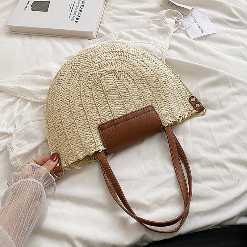 2023 женские оригинальные плетеные пляжные сумки через плечо, повседневные дизайнерские сумки-тоуты, Женская Вместительная дорожная сумка