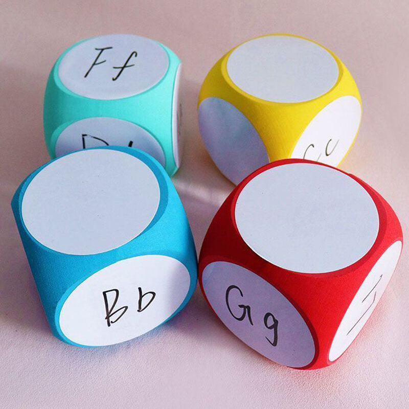 DIY Blank Dice Write On/Wipe Off Dice Portable Cleanable Blank Game Cubes for Classroom Teaching Dry Erase Outside Dice