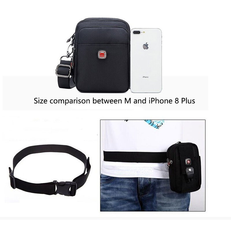 Bolso de hombro de tela Oxford para hombre, cinturón de ropa, bolso de cintura para teléfono móvil, bolso de mensajero de ocio deportivo de lona, bolso cruzado