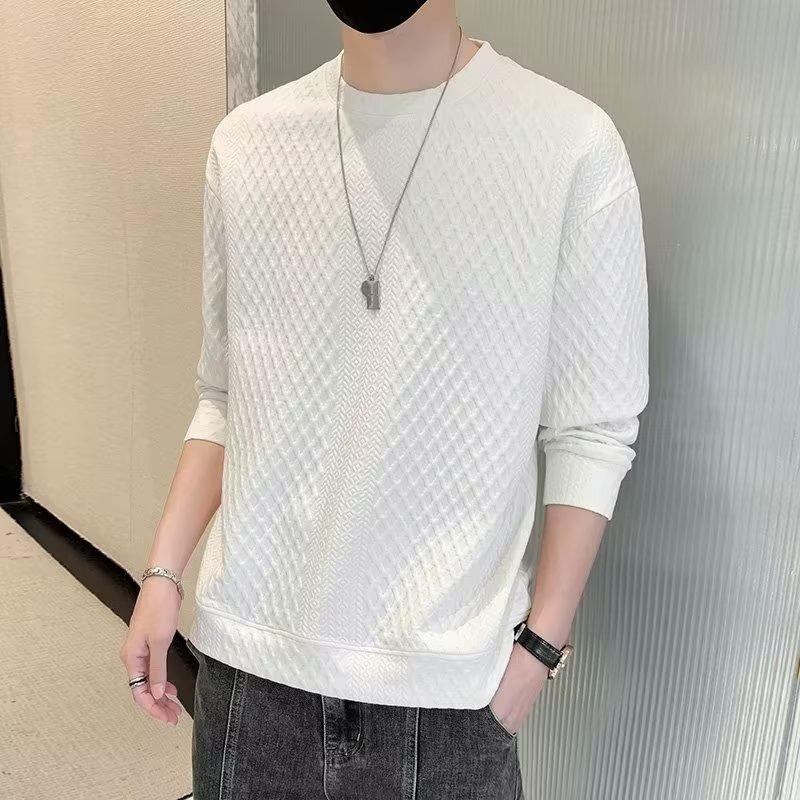 Spring Autumn Elegant Fashion Sweatshirt Man Fashion All Match Long Sleeve Top Solid Color Casual Pullover Male Clothes