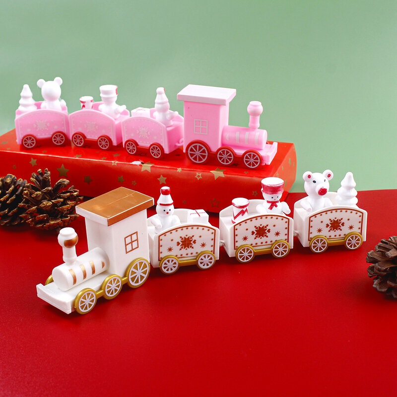 Feliz Natal ornamento de trem de madeira, brinquedo montado à mão para casa, presente de Papai Noel, Natal e decoração de ano novo, 4 nós, 2023