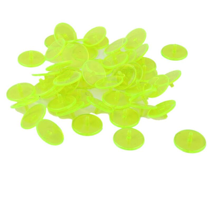 50Pcs Plastic Round Transparent Golf Ball Markers Yellow Green