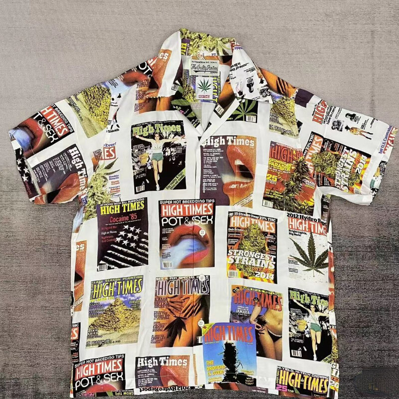 WACKO MARIA-Camisa de manga corta para hombre y mujer, ropa de calle informal holgada con estampado completo de Hip Hop, novedad de verano 2024