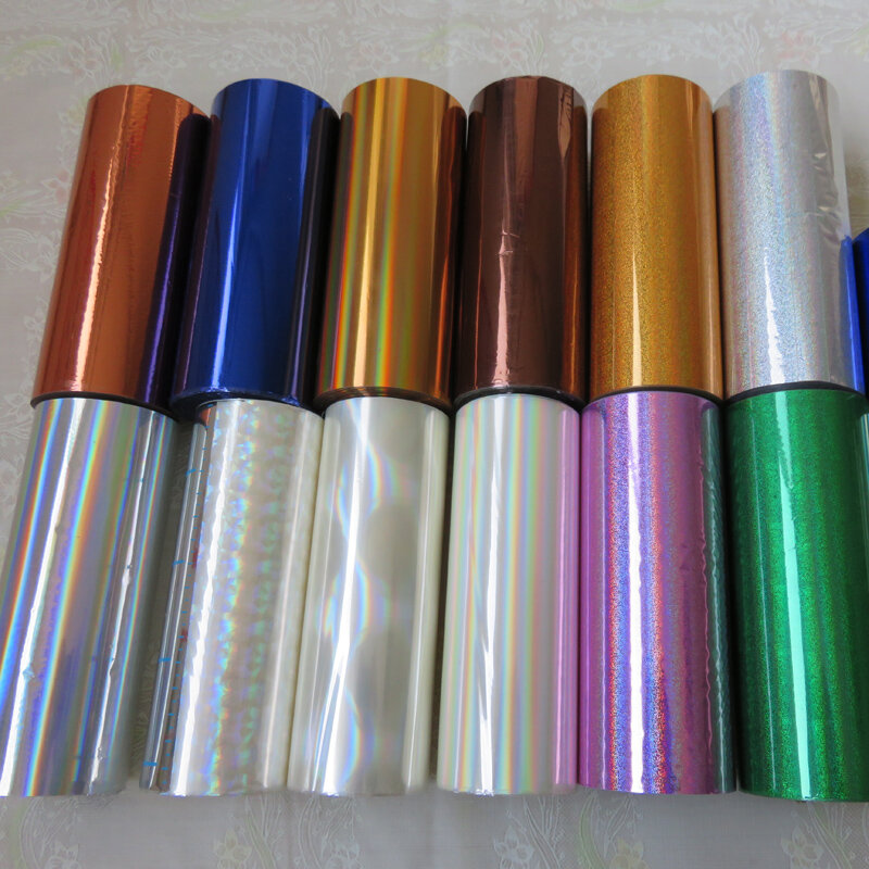 1 Roll Hot Stamping Foil Kertas Roll Holographic Foil Foil Transparan Plastik 16Cm X 120M Emas Perak Perunggu 19 Warna Tersedia