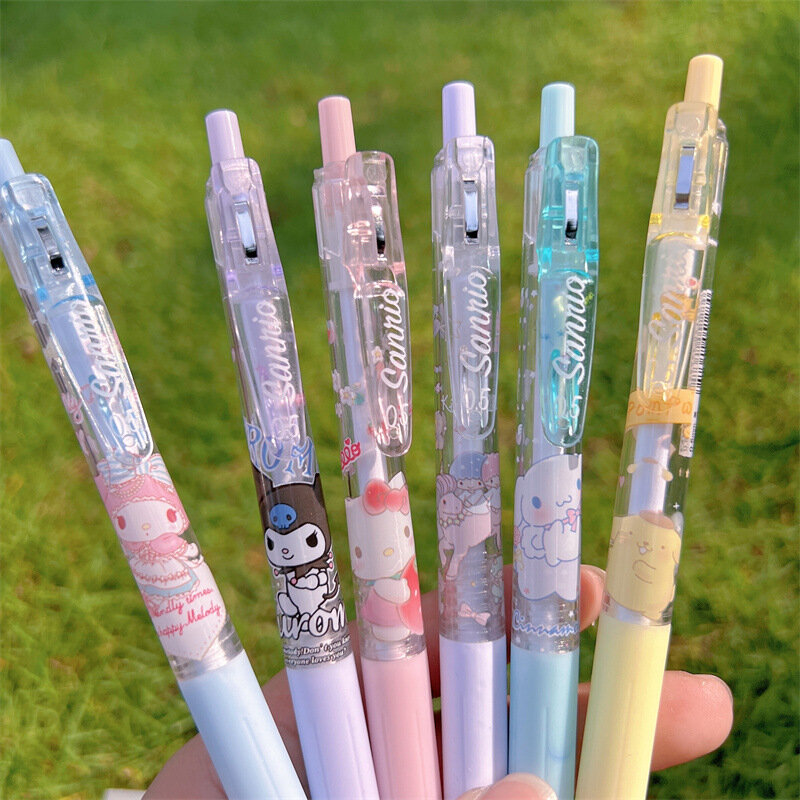 Kawaii Sanrio HelloKitty Cinnamoroll Kuromi Press Pen Cute Exclusive Unisex Pen Student Black Pen Stationery  Anime Accessories