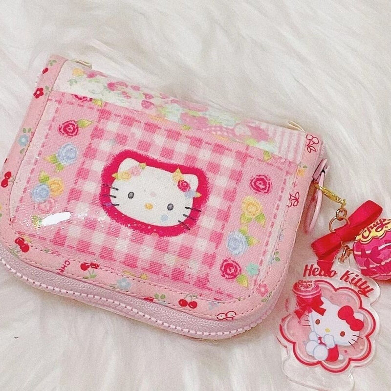 Tas Hello Kitty Y2K lucu Sanrio Kawaii Anime dicetak tempat kartu anak perempuan Hati kartun lucu manis siswa tas portabel hadiah anak-anak