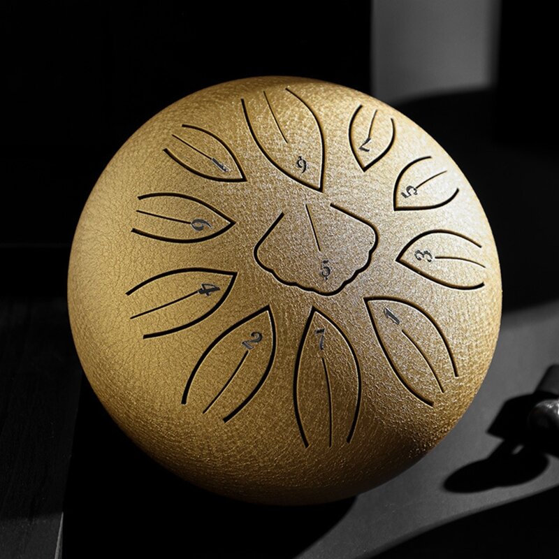 11 Notes Steel Tongue Drum 6 Inch Tongue Drum Traditional Percussion Instrument Lotus Hand Pan Drum for Yoga Meditation