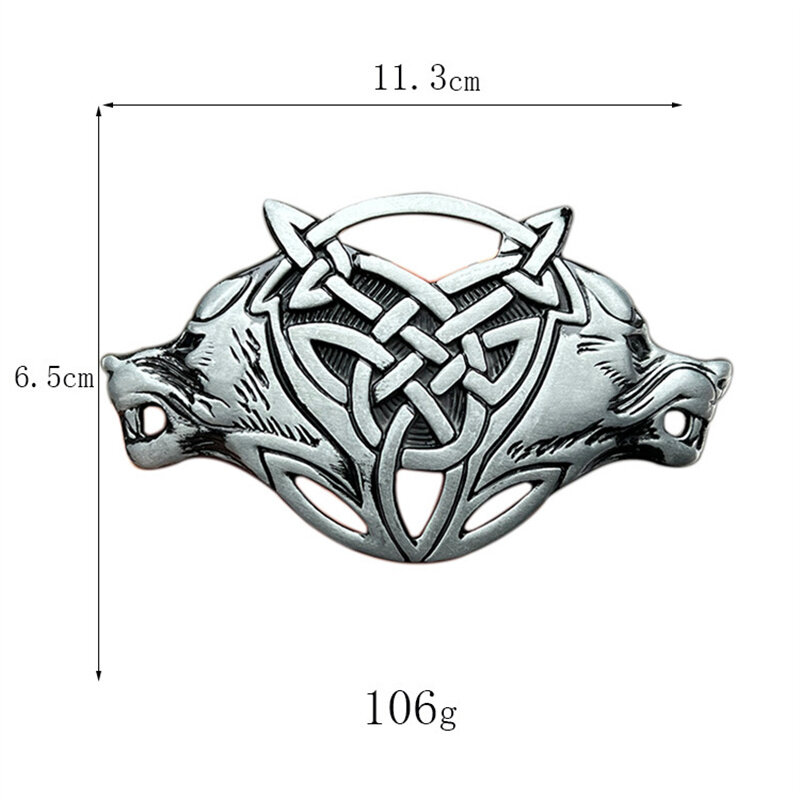 Celtic knot double Wolf head belt buckle Europe and America