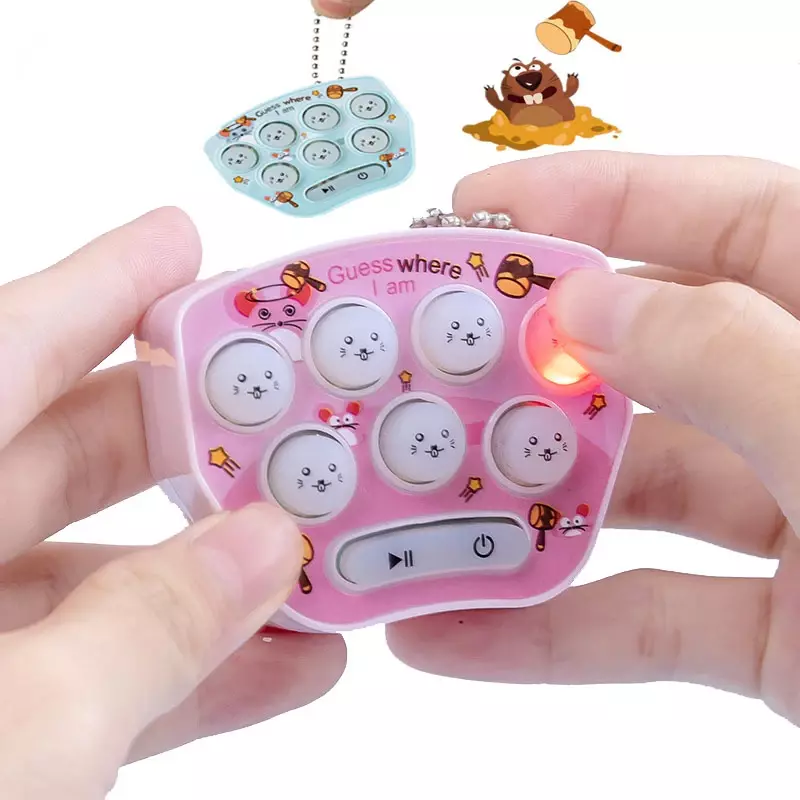 Mini consola de juegos whack-a-mole de bolsillo para adultos y niños, rompecabezas de ocio interactivo para padres e hijos, lindo juguete de dibujos animados con llavero XPY
