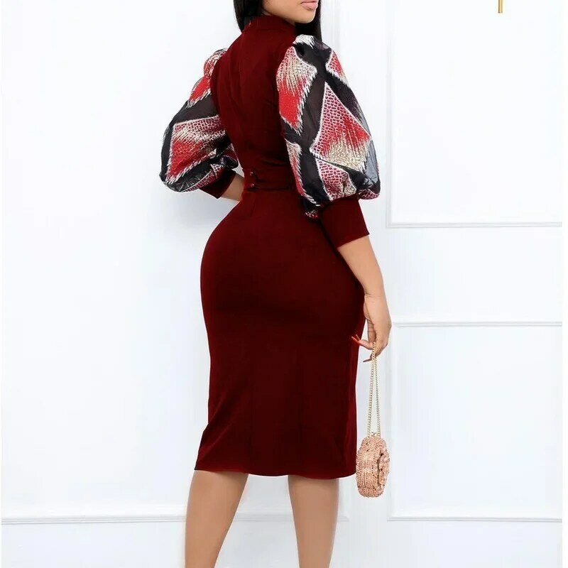 아프리카 여성 인쇄 폴리에스터 O-넥 무릎 길이 원피스 아프리카 드레스, S-3XL 의류, 2024 용수철 여름