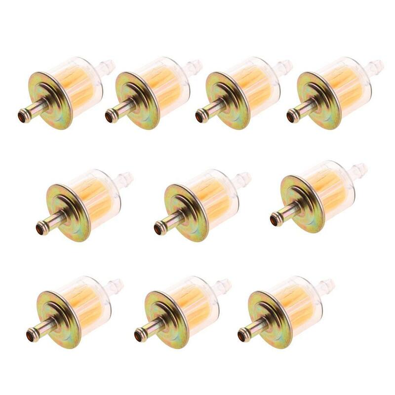 2/3 10pcs Plastic Universal Motorcycle Petrol Inline Fuel Filter Fits 7mm Pipes