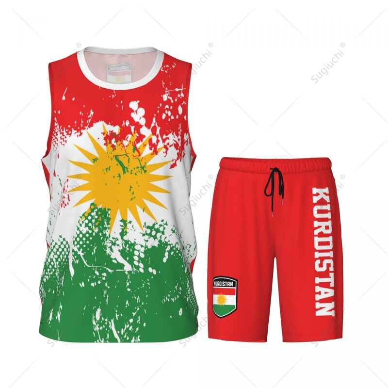 Zespół flaga kurdystanu flaga ziarna koszulka koszykarska zestaw koszuli i spodni bez rękawów nazwa własna