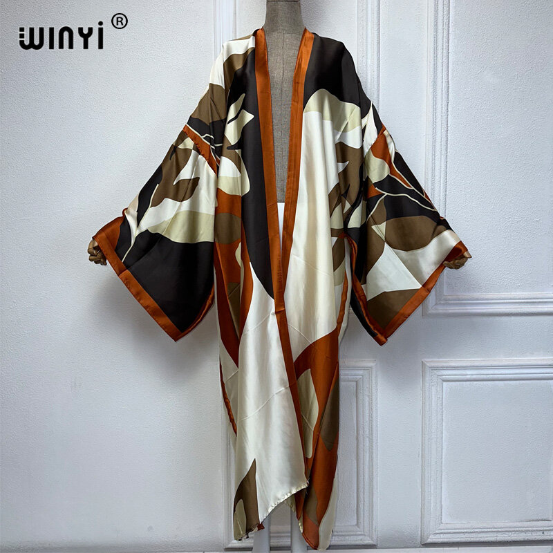 WINYI-vestido de quimono africano para mulheres, moda praia, vestido maxi, blogueiros recomendados, Cardigans, encobrimento de praia, Dubai, luxo, verão