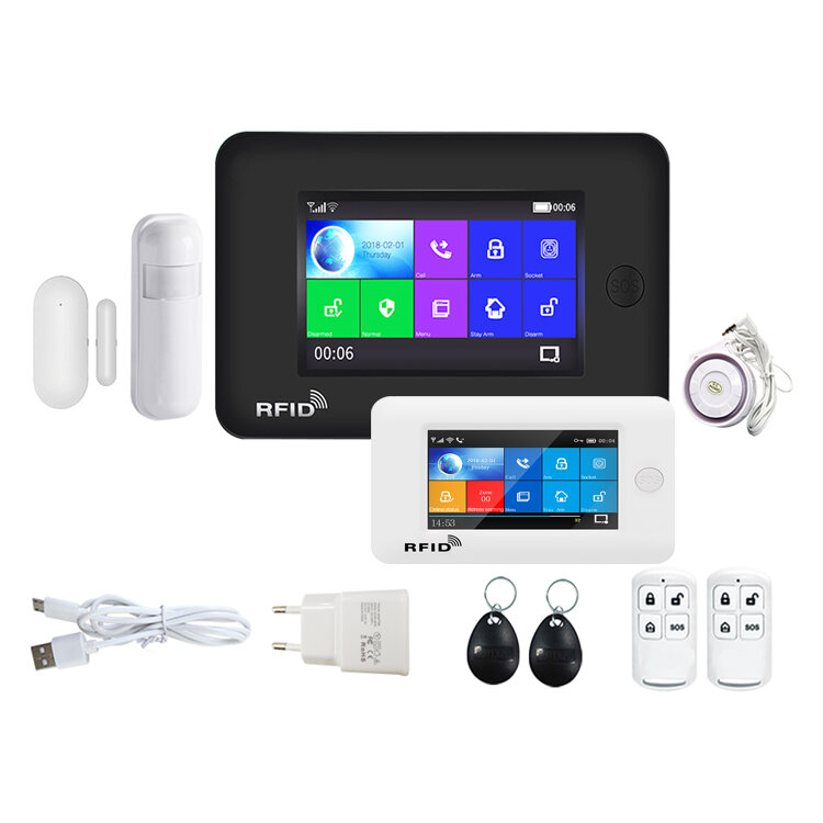 Modern Touch Screen Wireless Tuya Digital GSM Home Security Alarm System Device with Camera