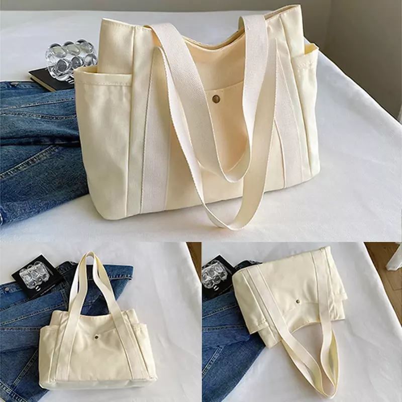 New Canvas Shoulder Bag Multi Functional Item Storage Bags Fashionable Environmentally Friendly Handbag Garland Letter Series
