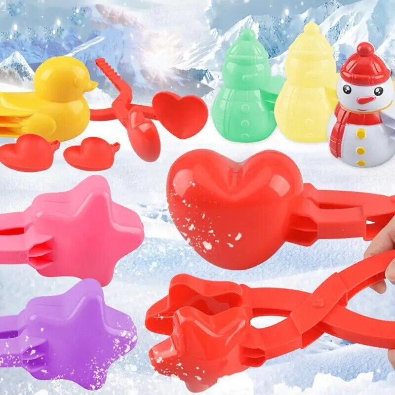 Clip de bola de nieve para niños, pinzas con forma de corazón, copo de nieve, pato, molde de arena al aire libre para nieve, Invierno