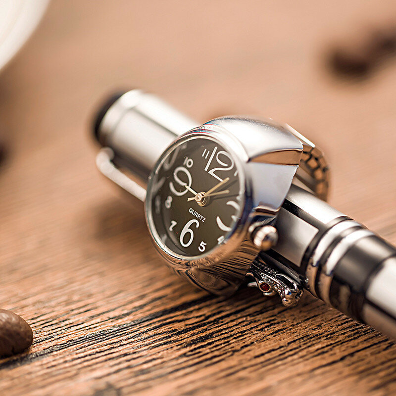 Vintage นาฬิกาแหวนขนาดเล็กสายคล้องคอนาฬิกาแหวนหญิงเครื่องประดับนาฬิกาตัวเลขโรมันผู้หญิงนาฬิกาควอตซ์แหวน