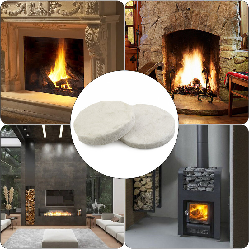 1/2/3/5pc Ceramic Wool Sponge Cotton Round 8.6x1.2cm Firplace Firebox Safety Bio Fire Heating Cooling Air Fireplaces Stove