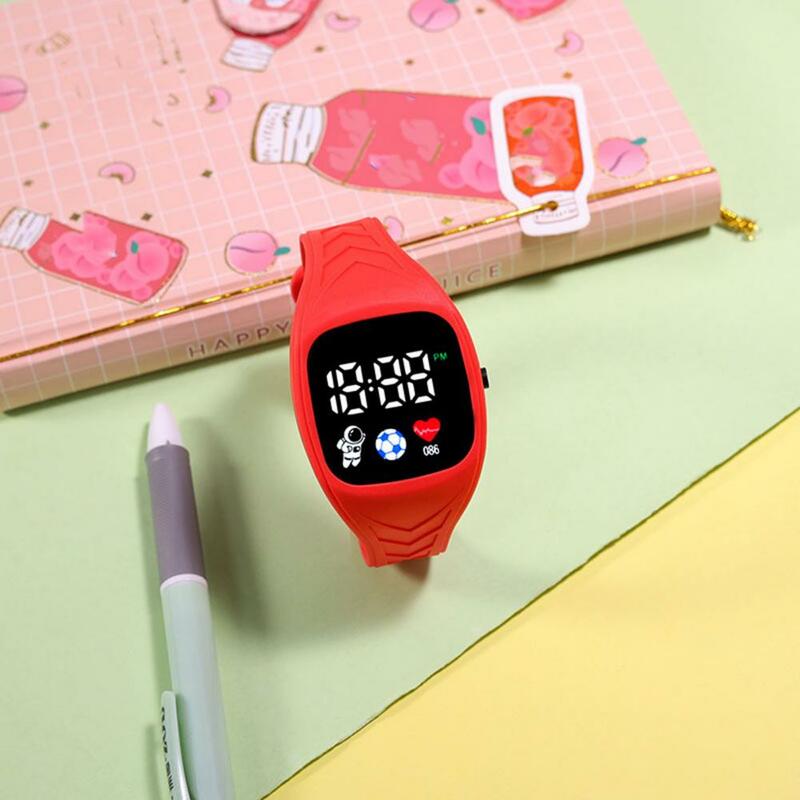 Eletrônico Soft Silicone Wristband Watch, Alça ajustável, LED, Spaceman Dial, Quadrado, Crianças, Estudantes