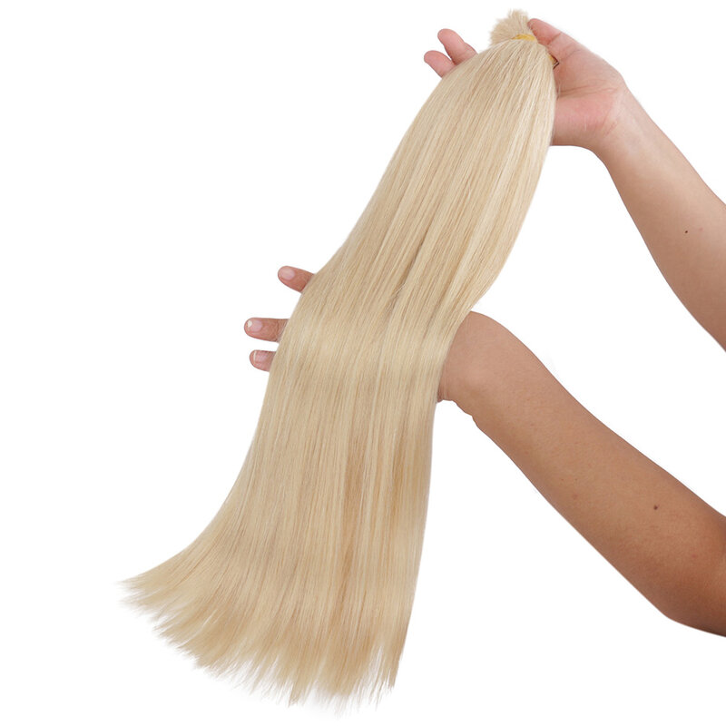100% capelli umani veri capelli sfusi fatti a macchina capelli lisci Remy Bulk 12-28nch 100g estensione dei capelli biondi naturali senza trama