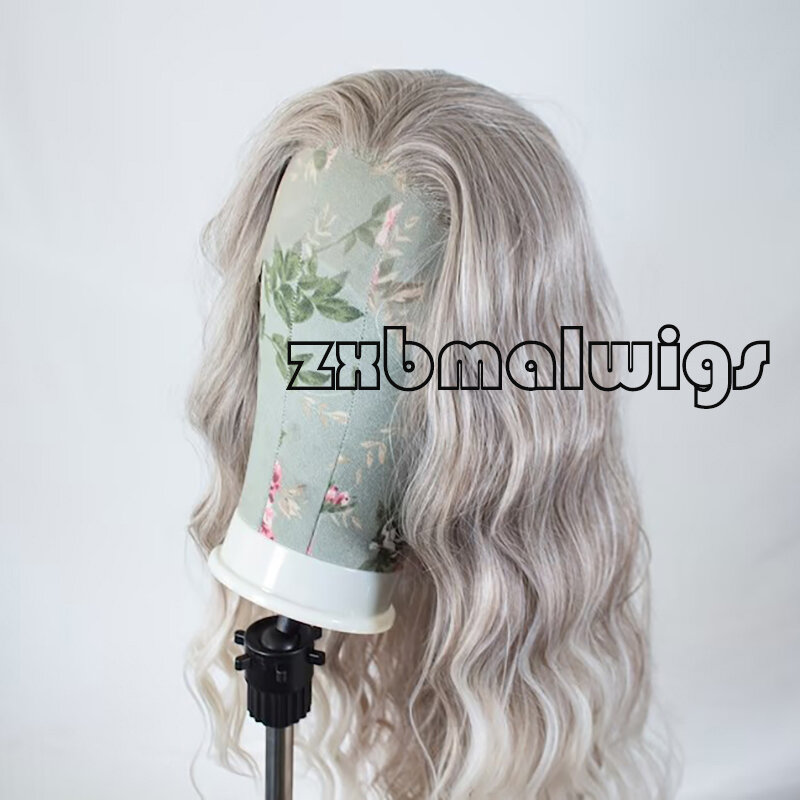 Peruka z syntetycznego włosia z syntetycznego włosia z głębokim falą Ombre, koronkowa peruka dla kobiet bezklejowa, włókna włosów, przezroczysta, koronkowa peruka