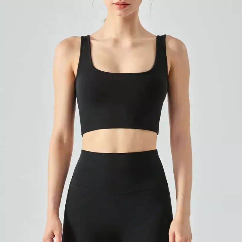 Square-necked Sports Bra Earthquake-proof Women Wear Fitness Running Tops With Chest Pads and Yoga Back Vests.