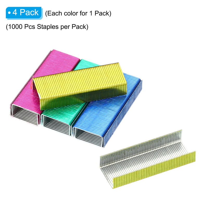 4000Pcs/4Pack Creative Colorful Metal Staples Office Stationery Staple No.10 Binding Supplies Normal Staples Office Accessories