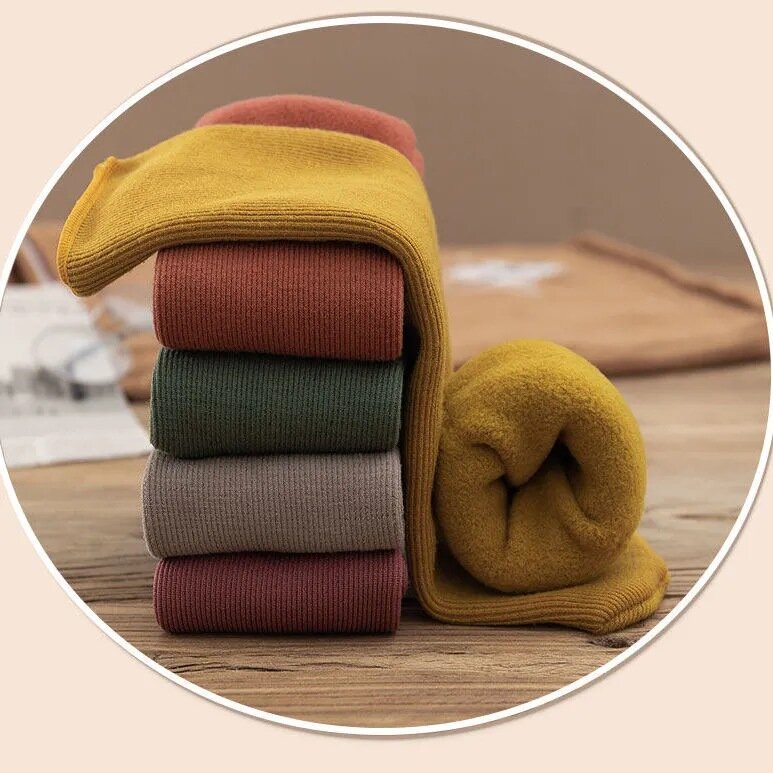 1 Pair New Winter Warm Women Socks Thicken Thermal Soft Sock Casual Solid Color Wool Cashmere Home Floor Sock Snow Boots 35-40