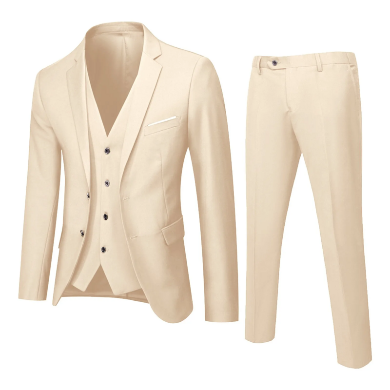 Men Blazers 3 Pieces Sets Business Suits Vest Pants Blue Coats Wedding Party 2024 Formal Elegant Jackets Korean Slim Suit