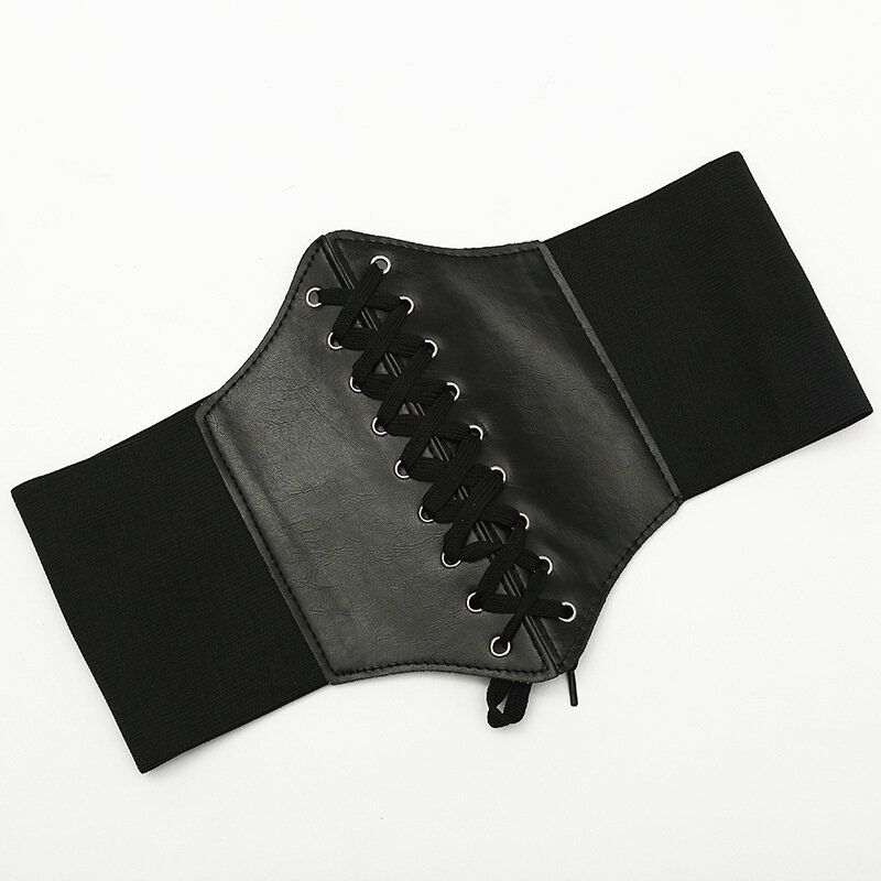 Sexy Black Punk Corsets Wide Pu Leather Slimming Belt Bustiers Gothic Body Belly Belts Women High Waist Elastic Body Building