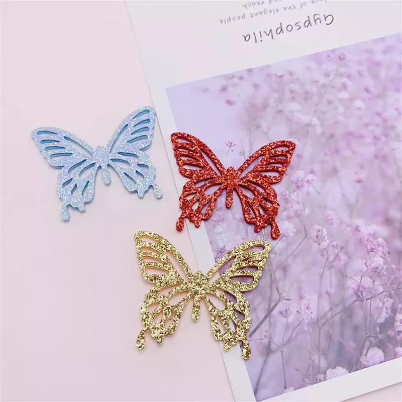 30 Stks/partij Lasersnijden Butterfly Padded Applique Voor Diy Kleding Hoed Festival Decoratie Patches Haar Clip Accessoires Handtas