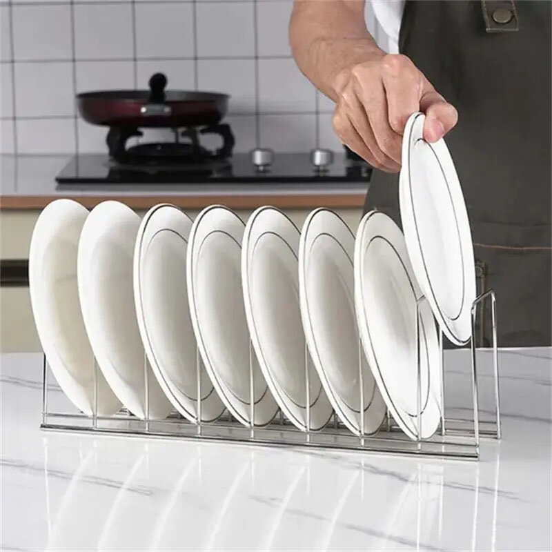 Kitchen Bowl Dish Organizer Stainless Steel Dish Holder Home Cutlery Dishes Pot Lid Rack Household Dish Rack Kitchen Accessories