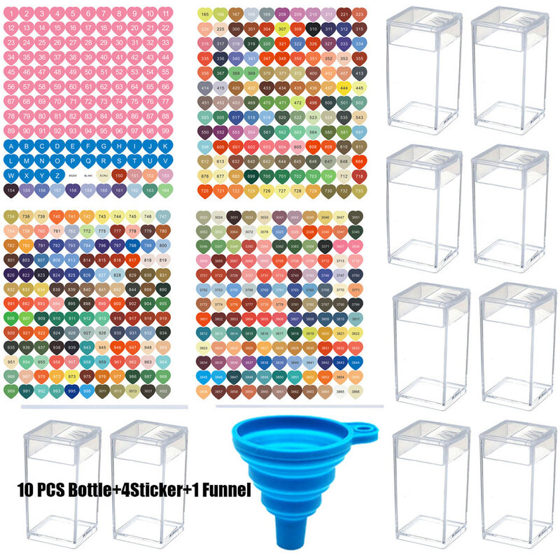 Цветная наклейка DMC с 24/20/10 шт., бутылочки для хранения страз, коробка для хранения бусин, аксессуары «сделай сам» для алмазной живописи, набор бутылочек для бусин