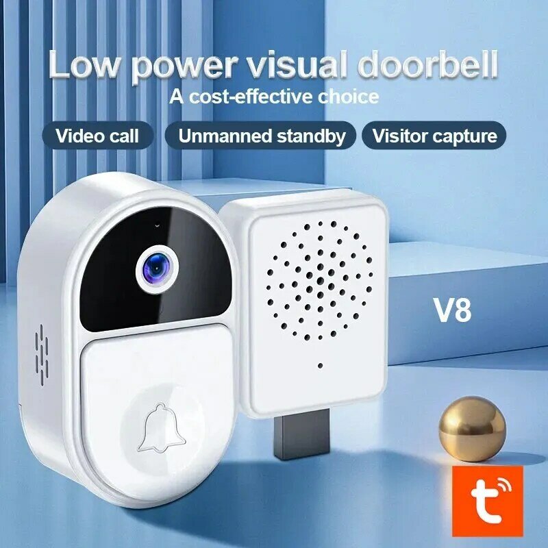 Tuya VisualV8v9 bel pintu cerdas Wifi luar ruangan pemantauan interkom jarak jauh Ip65 kamera ponsel tahan air penglihatan malam Hd