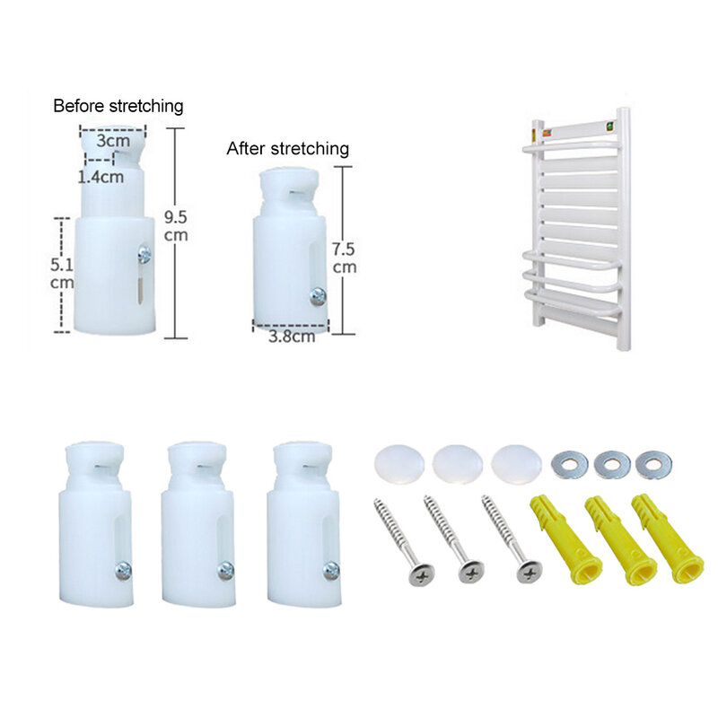 Soportes de radiadores calefactados, repuesto de soporte de radiador de riel de toalla, montaje de fijación de pared calefactado, color blanco, 3 piezas