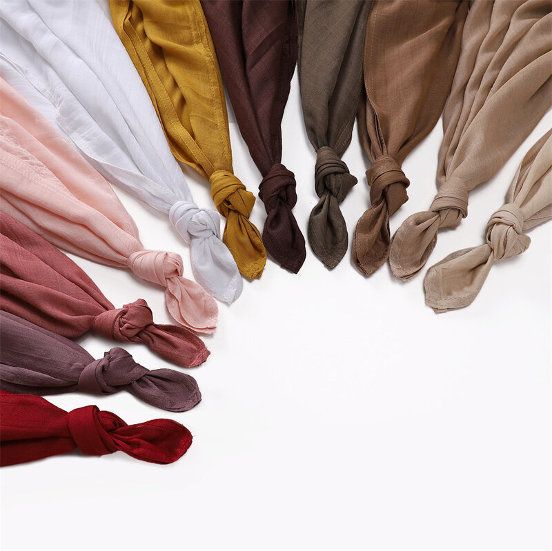 Мягкая яркая шаль, искусственный хиджаб, вискозный хиджаб, шарф с двойным стежком, простые хлопковые мусульманские женские шарфы из модала