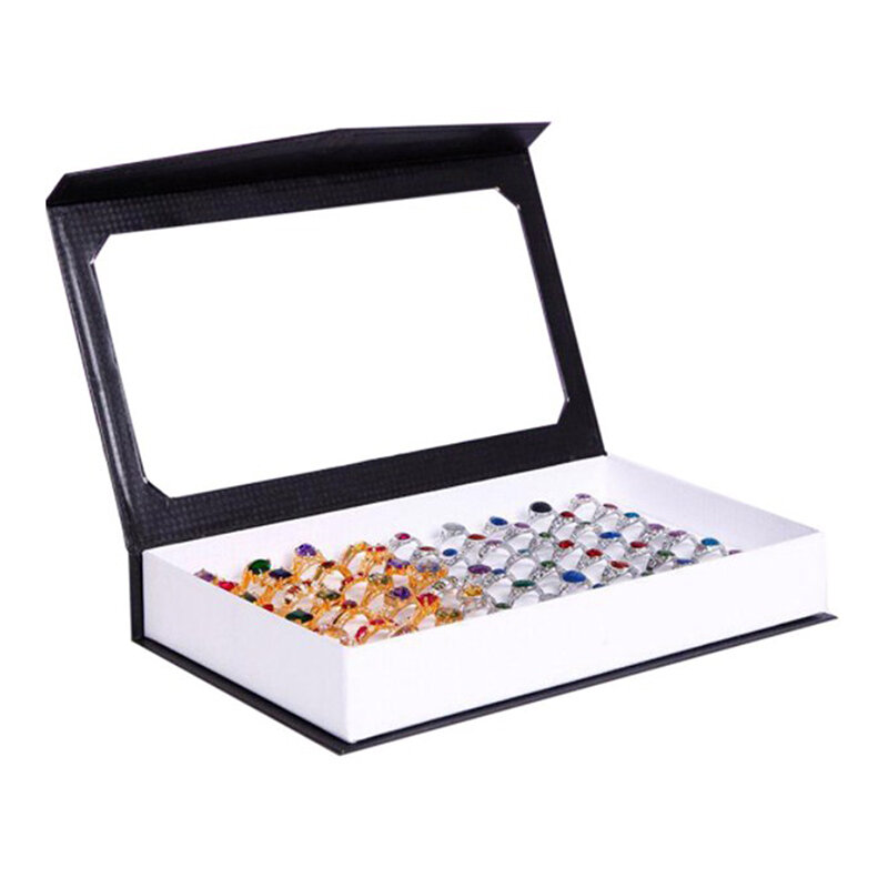 Caja de almacenamiento de anillos con 36/72 agujeros, bandeja de exhibición de joyería rectangular, soporte, estante, caja de joyería