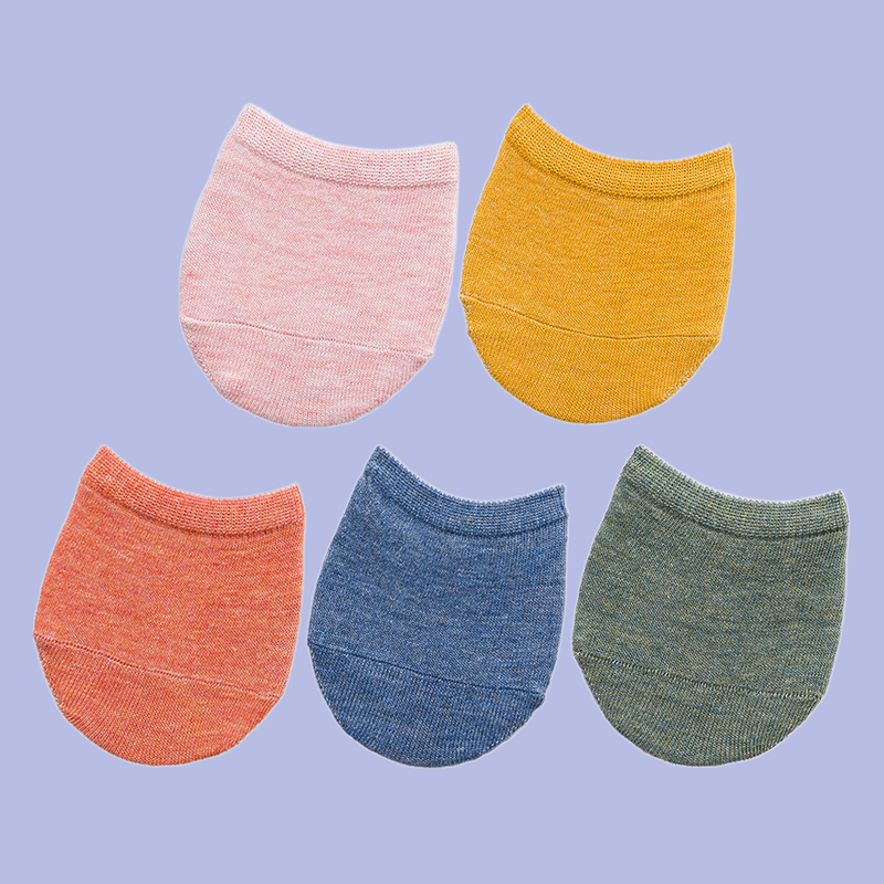 Calcetines invisibles de verano para mujer, medias transpirables, cubierta de medio pie, Color caramelo, 5 pares