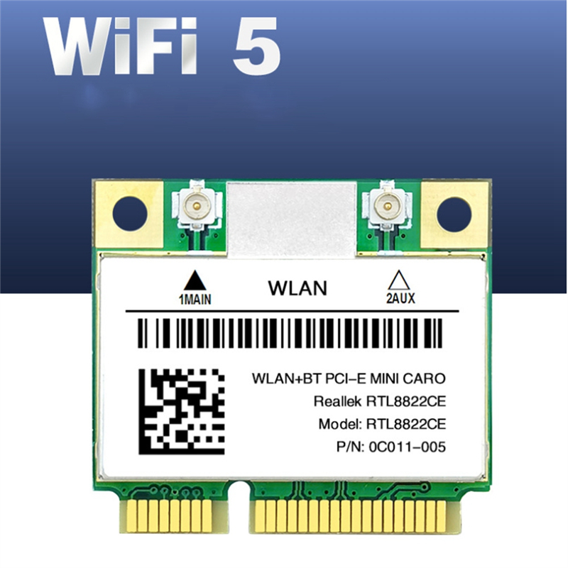 ミニwifiネットワークカード,1200Mbps, 2.4g,5ghz,802.11ac,pcie,Bluetooth 5.0,ラップトップ,pc,Windows 10, 11,rt8822ceをサポート