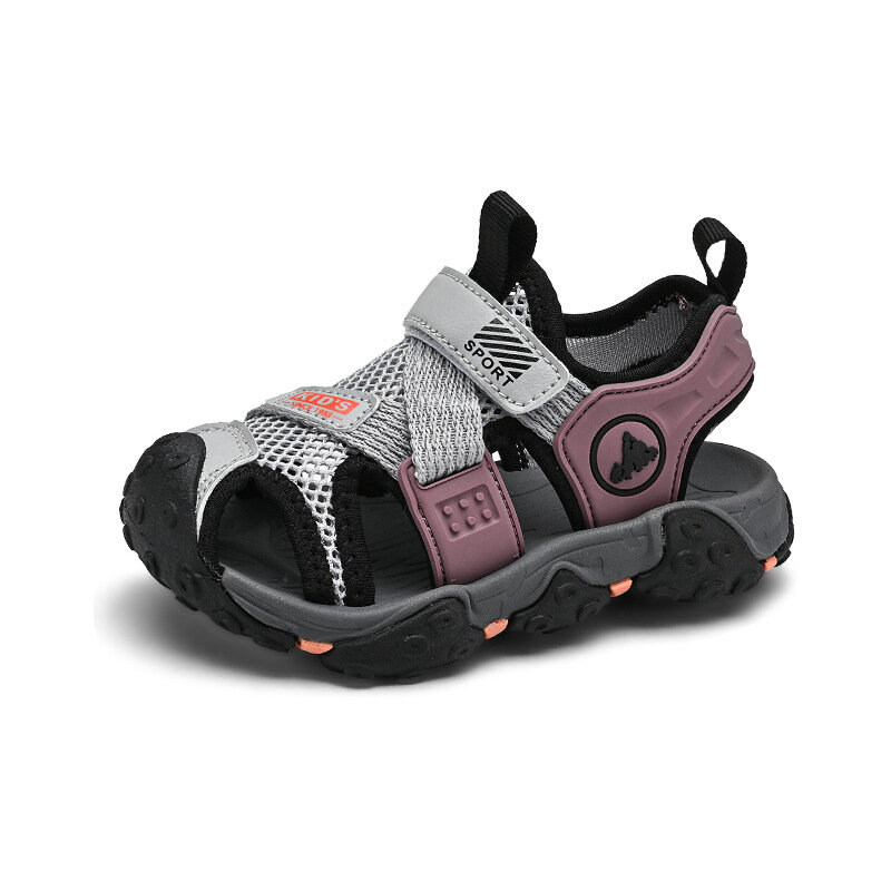 Сандалии с нескользящим носком для мальчиков, Новинка лета 2024, детская спортивная пляжная обувь для детей среднего и старшего возраста, повседневные сандалии для мальчиков