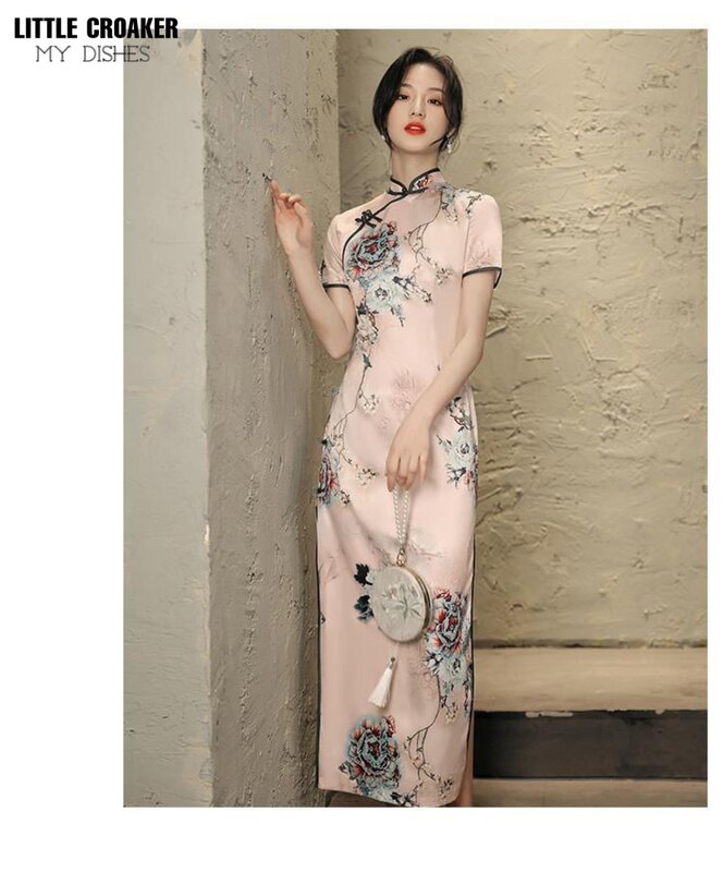 Donne Qipao 2023 nuovo stile giovane migliorato ragazza Cheongsam Vintage incisione osso cinese Sexy Sito stesso stile vestito lungo estate