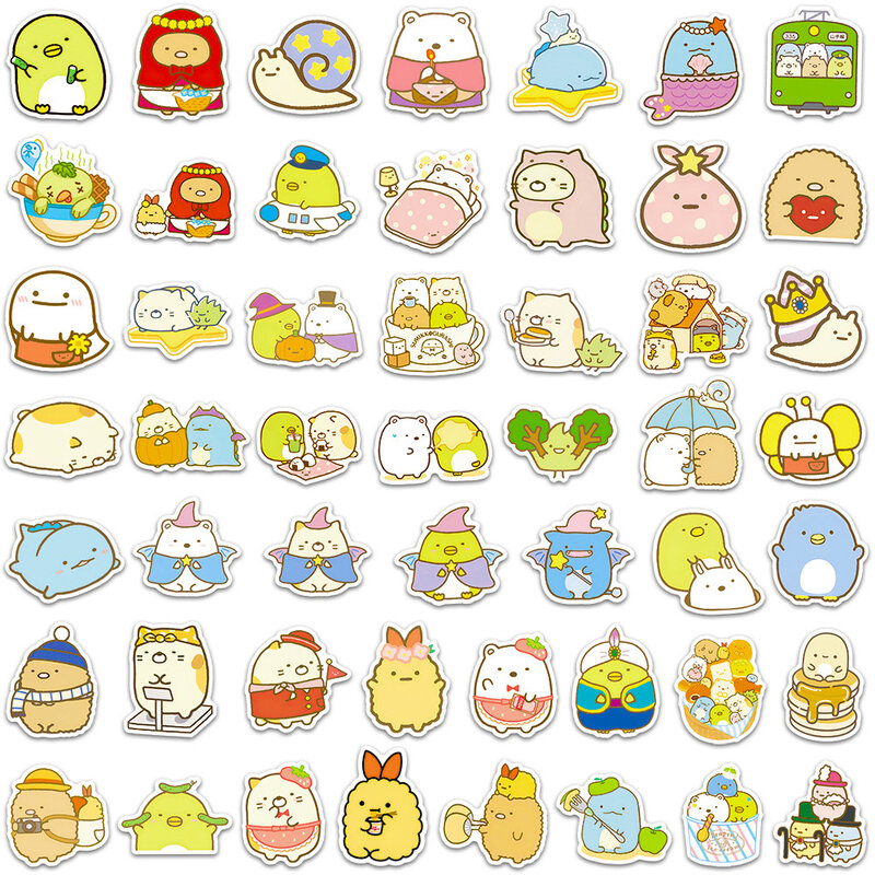 귀여운 Sumikkogurashi 만화 스티커, 데칼 장식, 노트북, 전화, 일기, 자전거 문구 스티커, 어린이 장난감, 10 개, 30 개, 50 개