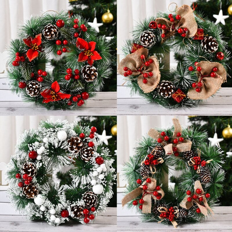 Christmas Wreath Christmas Decorative Wreath Door Hanging Window Props Layout Decoration Garland Decor For Home New Year 2024