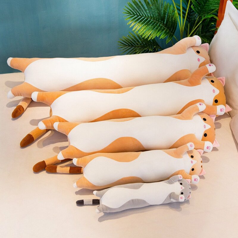 Boneca de pelúcia fofa para crianças, travesseiro gatinho macio, presente de brinquedo para namorada, travesseiro de pescoço e encosto de cabeça, 50 cm, 70 cm, 90cm