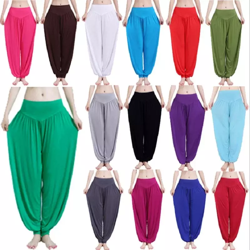 Celana Yoga wanita, celana olahraga ukuran besar, Legging Yoga warna-warni, celana TaiChi tari Yoga, celana Modal wanita