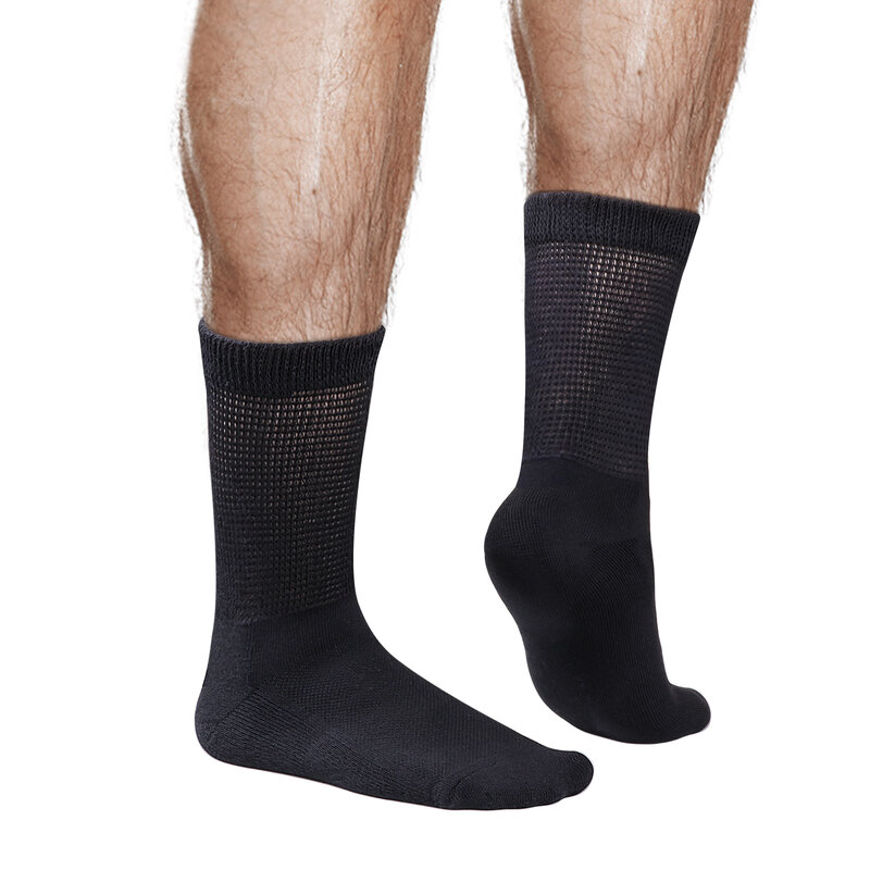 YUEDGE-calcetines de bambú para diabéticos, medias sueltas sin encuadernación para mujeres y hombres, 5 pares
