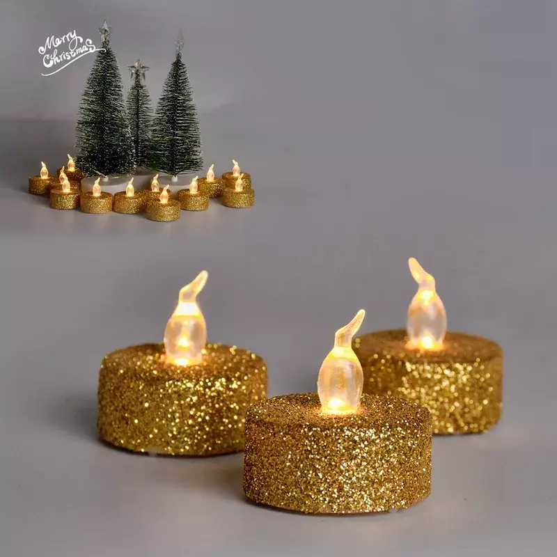 1 stücke Elektronische Kerze Licht LED Flammenlose Kerzen Lampe Kreative Gold Silber Pulver LED Kerze Licht Weihnachten Home Dekoration